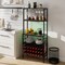 Wine Bar Rack with RGB LED Lights Built-in Power Strip and 3 Tier Storage Shelves for Kitchen or Dining Room
